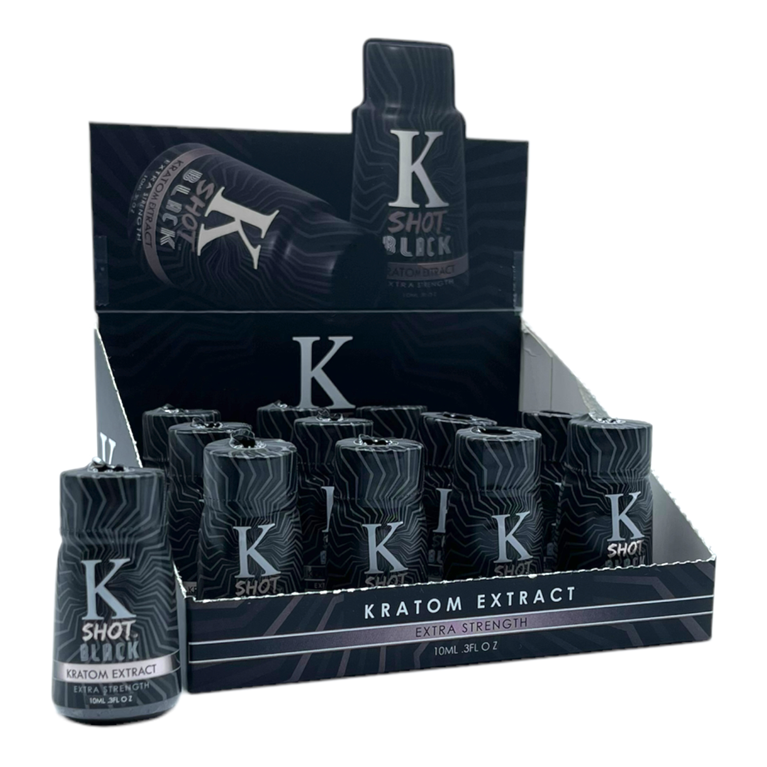 Shop Shop K-Shot Black Kratom Extract Liquid Shot Display box