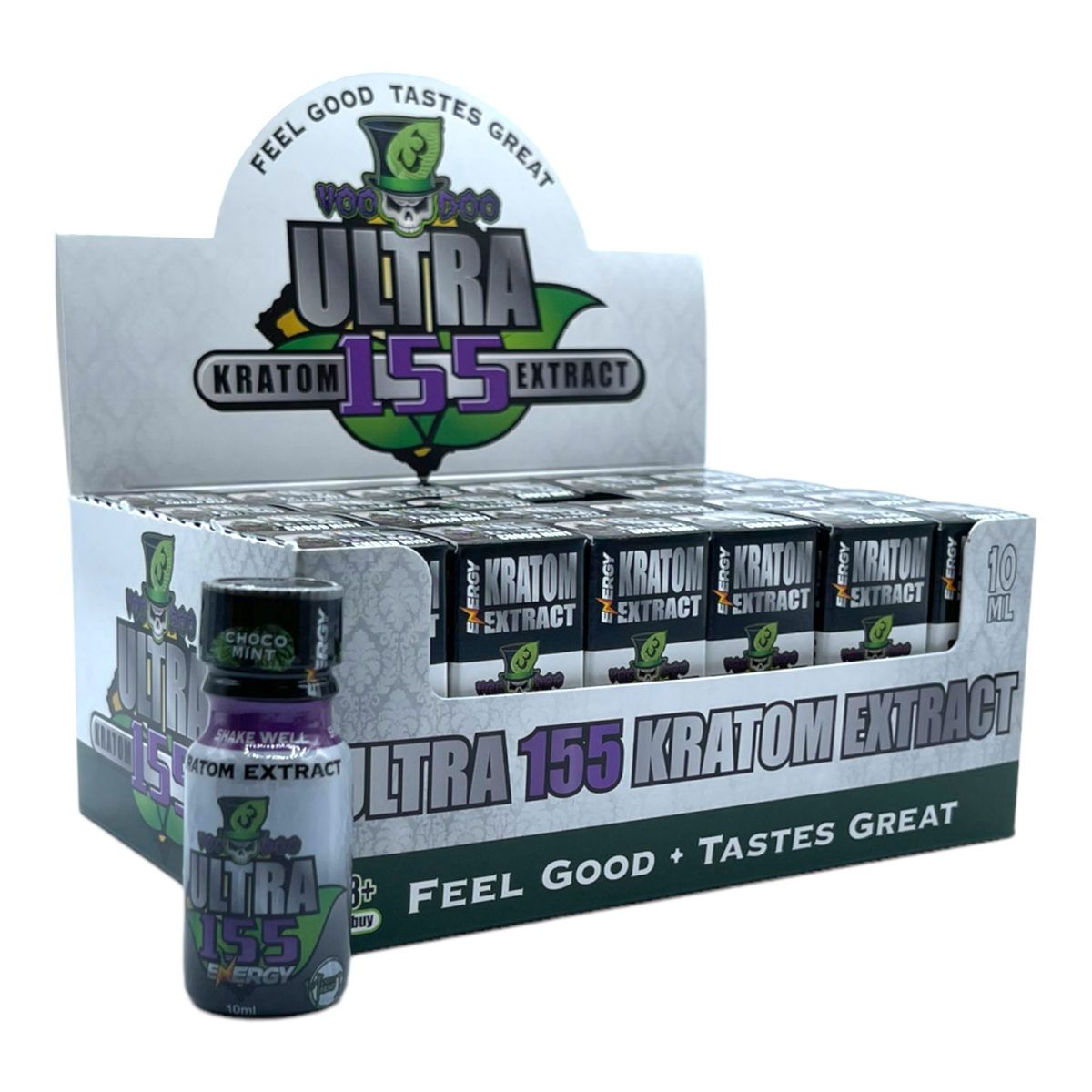 VooDoo3 Ultra 155 Chocolate Mint Energy Kratom Shot 155mg 10mL (BUY 1 GET 1) - Image 3