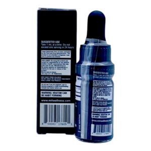 single bottle and box of Mit Wellness M300 NANO Kratom Shot 300mg 10mL (back)