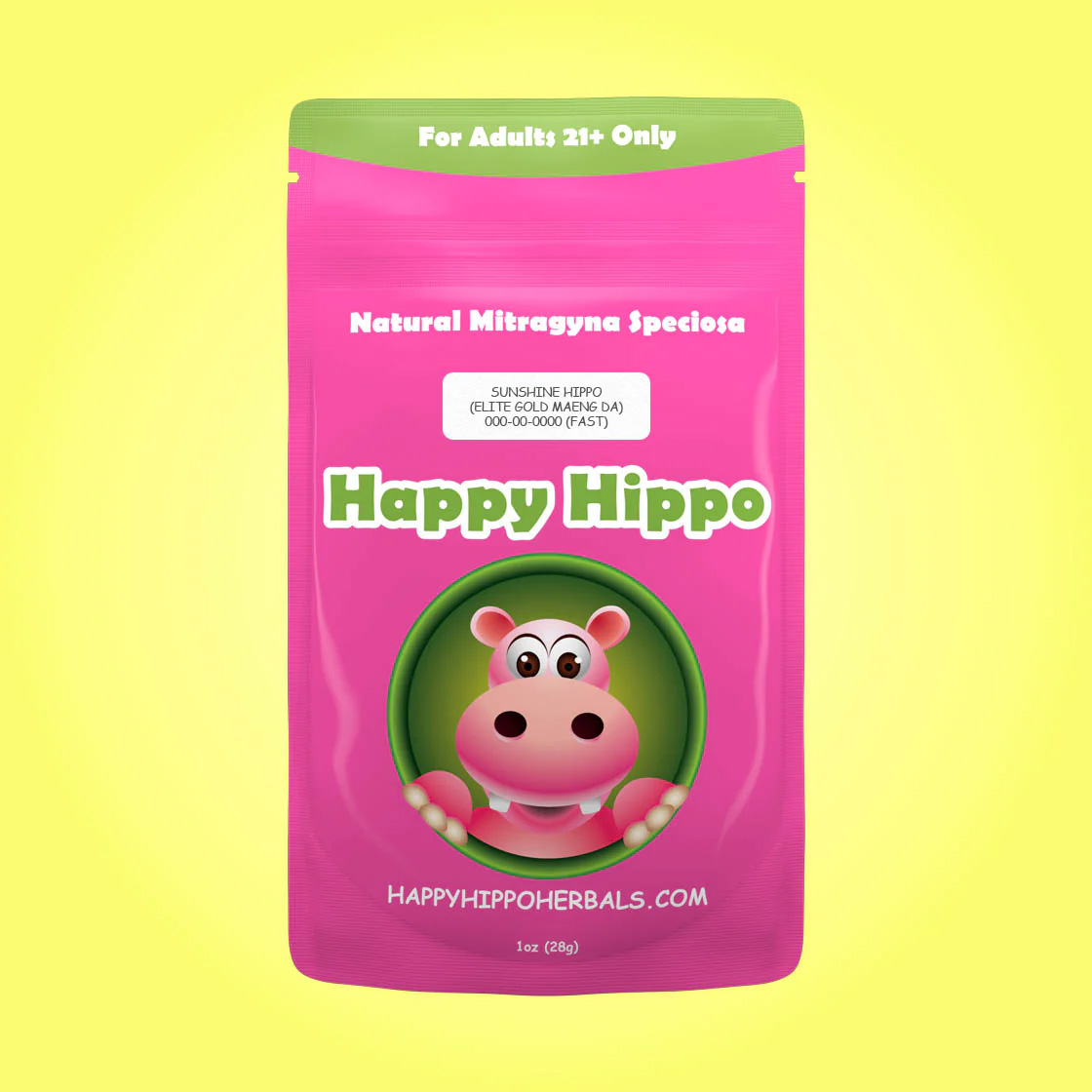 Happy Hippo Elite Yellow Vein Maeng Da Kratom Powder - Sunshine Hippo