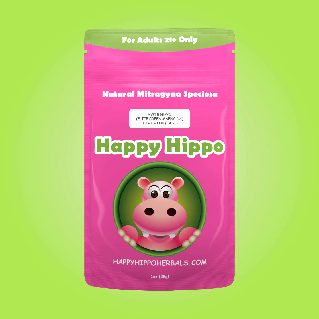 Happy Hippo Elite Green Vein Maeng Da Kratom Capsules
