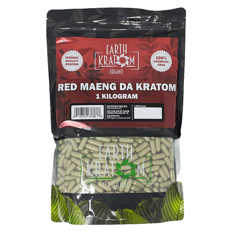 Earth Kratom Red Maeng Da Kratom Capsule - 1000 caps