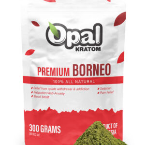 front of package of Opal Kratom Premium Borneo Kratom Powder