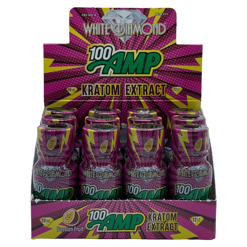 White Diamond AMP 100 Passion Fruit Kratom Extract Shot 100mg 10mL