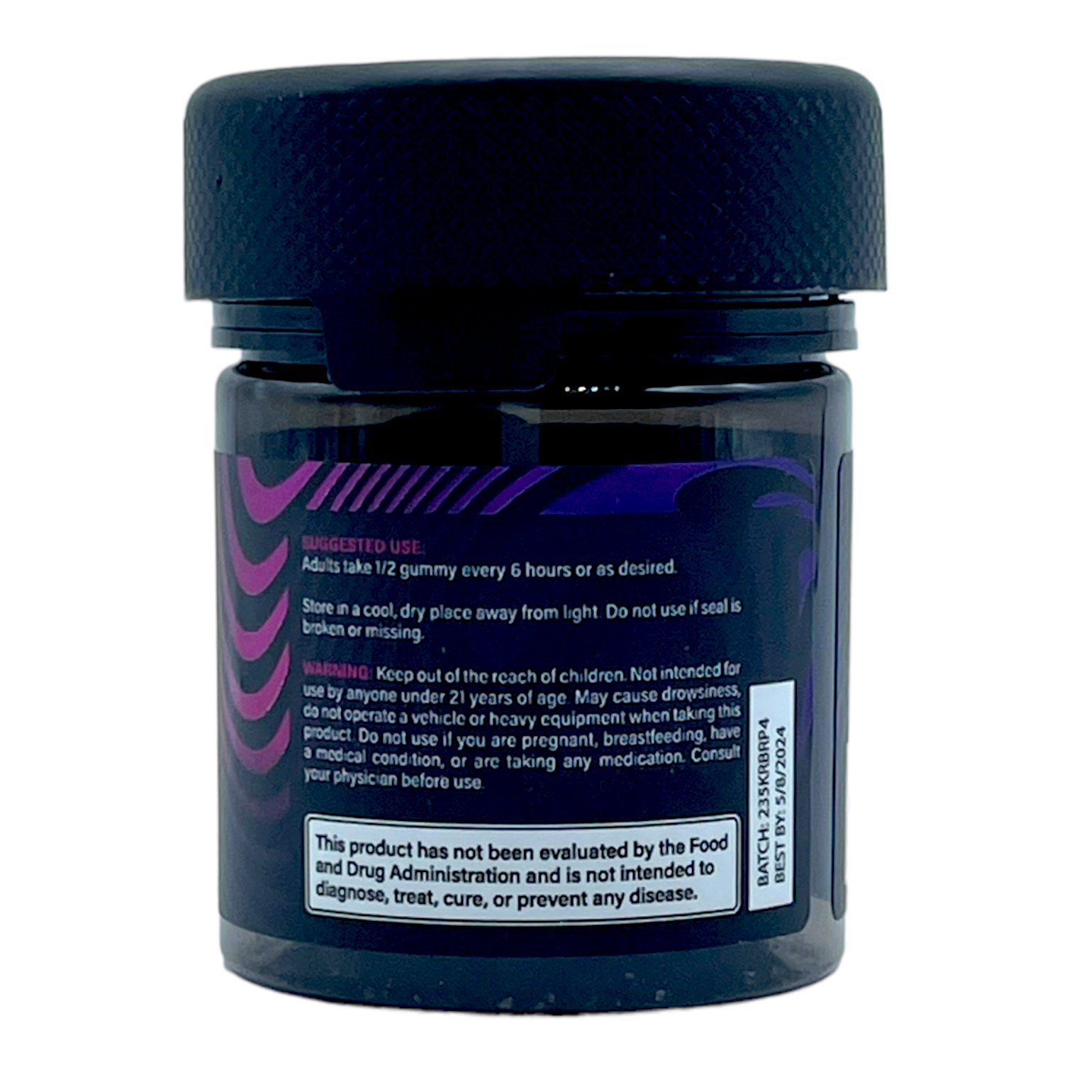 side of container of Koi Kratom Berry Punch Gummies - 500mg