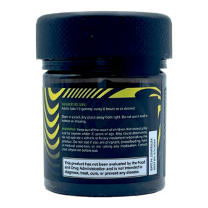 back of container of Koi Kratom Sour Lemon Gummies - 500mg