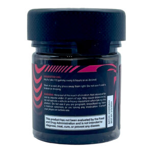 side of container of Koi Kratom Strawberry Apple Gummies - 500mg