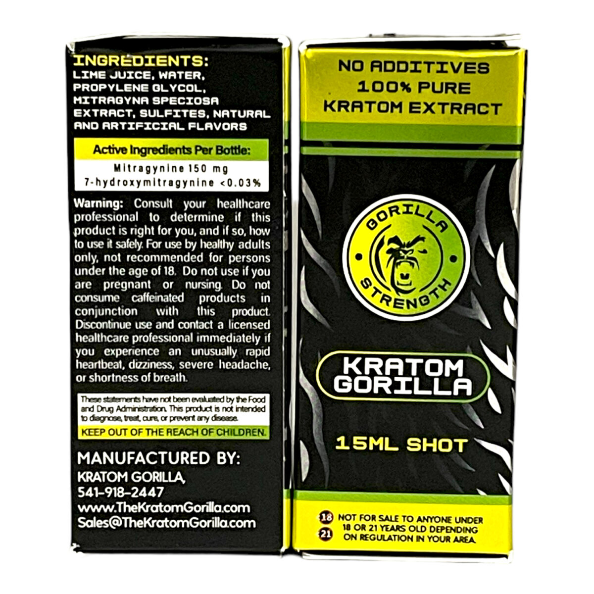 two boxes of Gorilla Kratom 10X Lemon Lime Kratom Shot 150mg 15mL