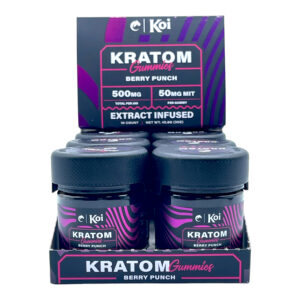 display case of Koi Kratom Berry Punch Gummies - 500mg