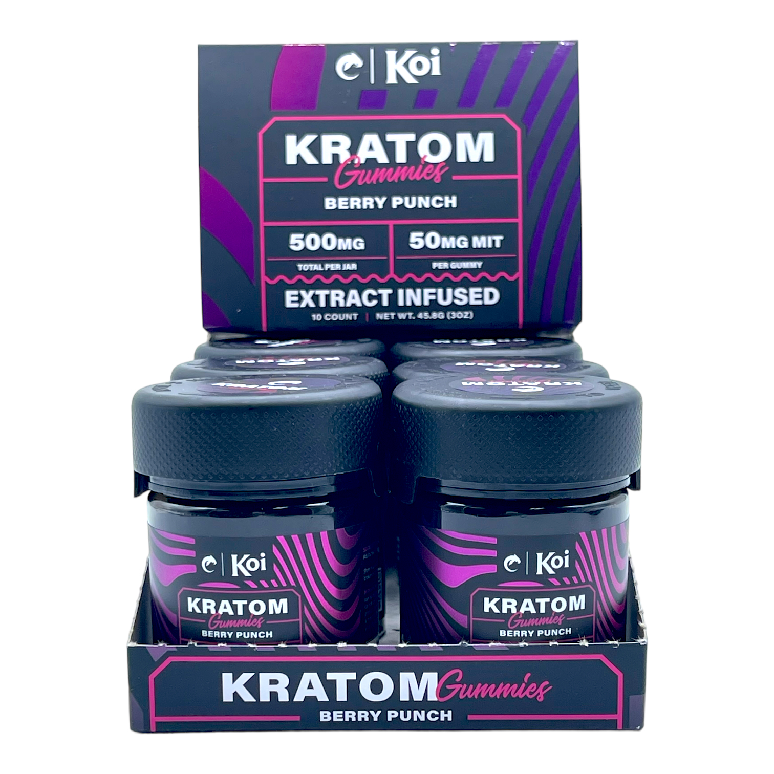 display case of Koi Kratom Berry Punch Gummies - 500mg