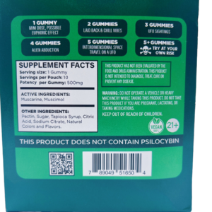 back of box of Psyched Cordyceps Mushroom Gummies - 500mg