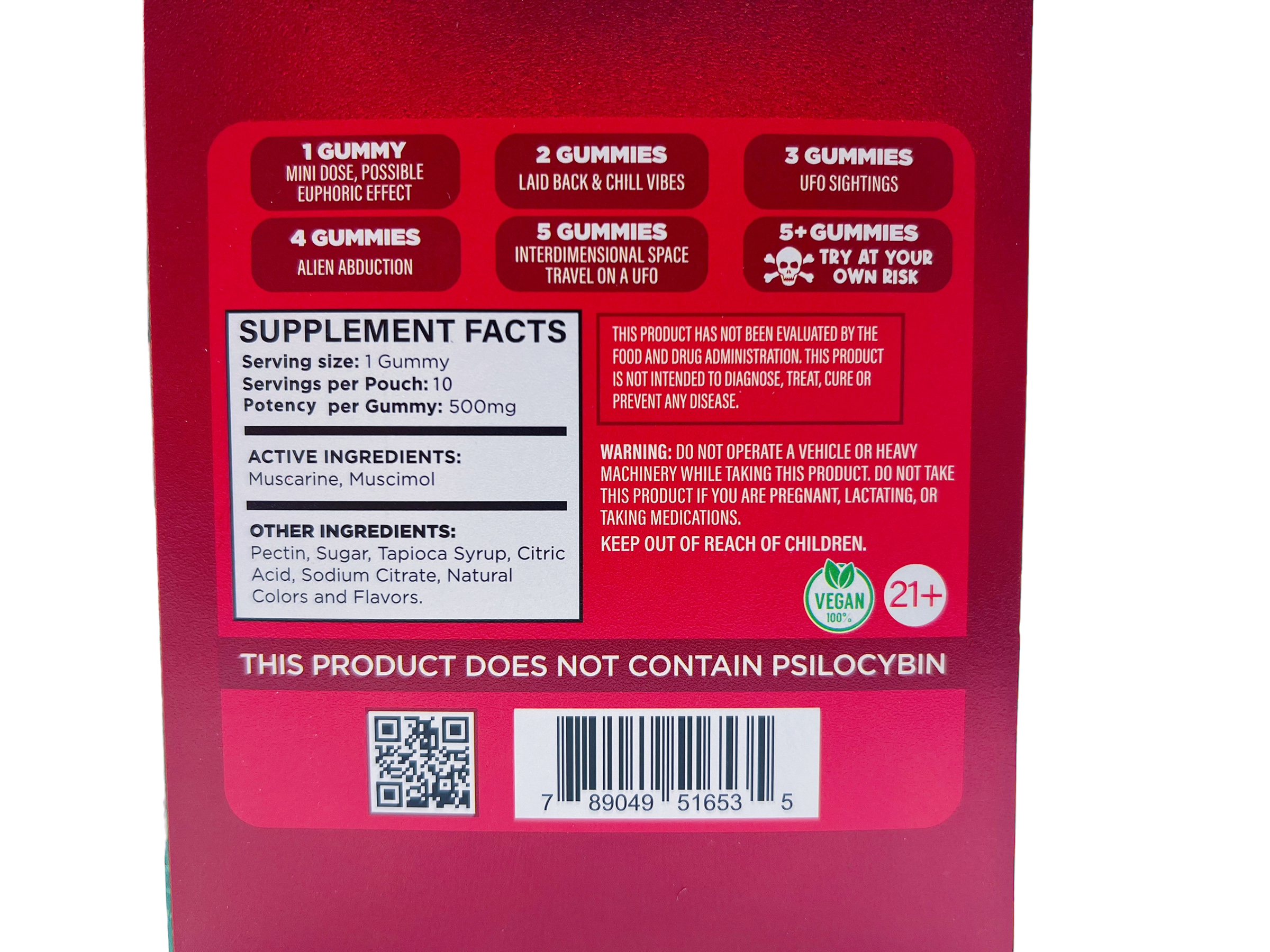 back of box on Psyched Turkey Tail Mushroom Gummies - 500mg