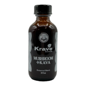 bottle of Krave Mushroom and Kava Blend Extract Shot 59mL