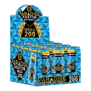 display box of Paradise Kratom Extract Mega Shot 200mg 10mL