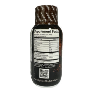 supplement facts of Tyson Tonic Kava Kratom Mocha Blend Shot 120mg Kratom 1200mg Kava 60mL