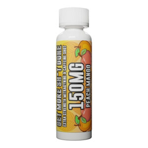 front of bottle of KratomX Kratom Caffeine Shot Peach Mango 150mg