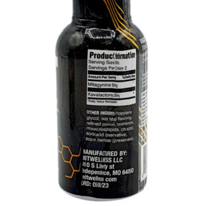 side of bottle of Lit Pina Colada Kava and Kratom Shot 250mg 60mL