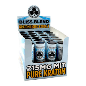 display case of Club13 Bliss Blend Kratom Shot 215mg MIT 10mL