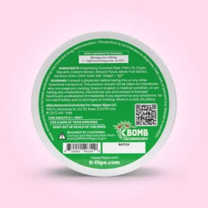 back of can of K-Dips Wintergreen Kratom Dip Pouches