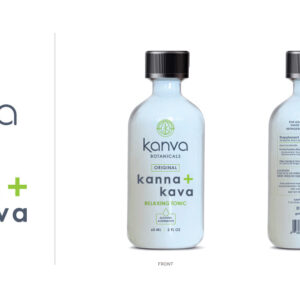 front and back of bottle of Kanva Kanna Kava Relaxing Tonic