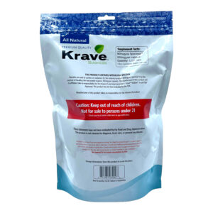 back of bag of Krave Kratom Green Vietnam Capsules