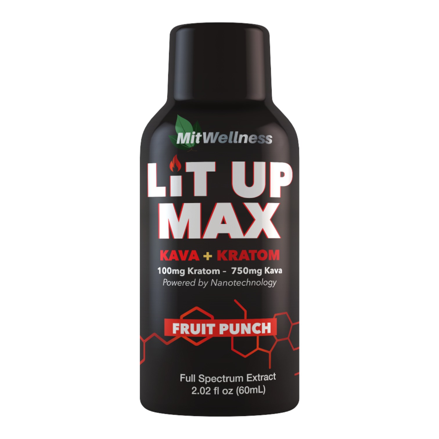 Lit Up Max Fruit Punch Kava and Kratom Shot - 60ml