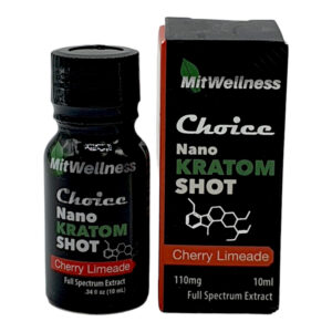 box and bottle of Mit Wellness Choice NANO Cherry Limeade Kratom Shot 110mg 10mL (var 2)