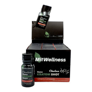 display case of Mit Wellness Choice NANO Cherry Limeade Kratom Shot 110mg 10mL