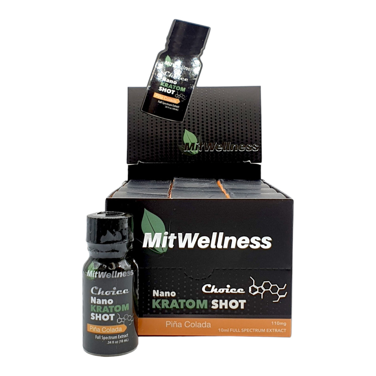 display case of Mit Wellness Choice NANO Pina Colada Kratom Shot – 10ml