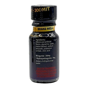 side of bottle of VooDoo3 ULTRA 300 Choco Mint Kratom Shot 300mg 10mL