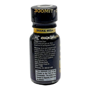 back of bottle of VooDoo3 ULTRA 300 Choco Mint Kratom Shot 300mg 10mL