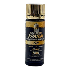 front of bottle of Modus Flo Malay Gold Series Kratom Shot 280mg