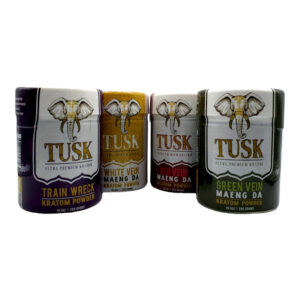 4 containers of Tusk Red Vein Maeng Da Kratom Powder