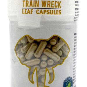 container of Tusk Train Wreck Kratom Capsules