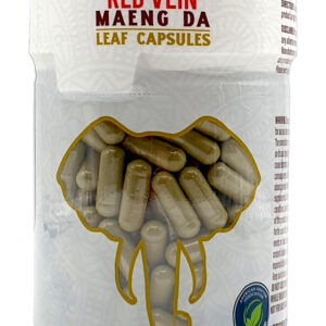 front of container of Tusk Red Vein Maeng Da Kratom Capsules