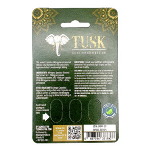 back of package of Tusk Gold Botanical Extract Capsules