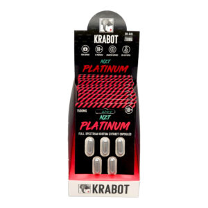 display case of Krabot NZT Platinum Kratom Extract Capsules 1500mg 5ct