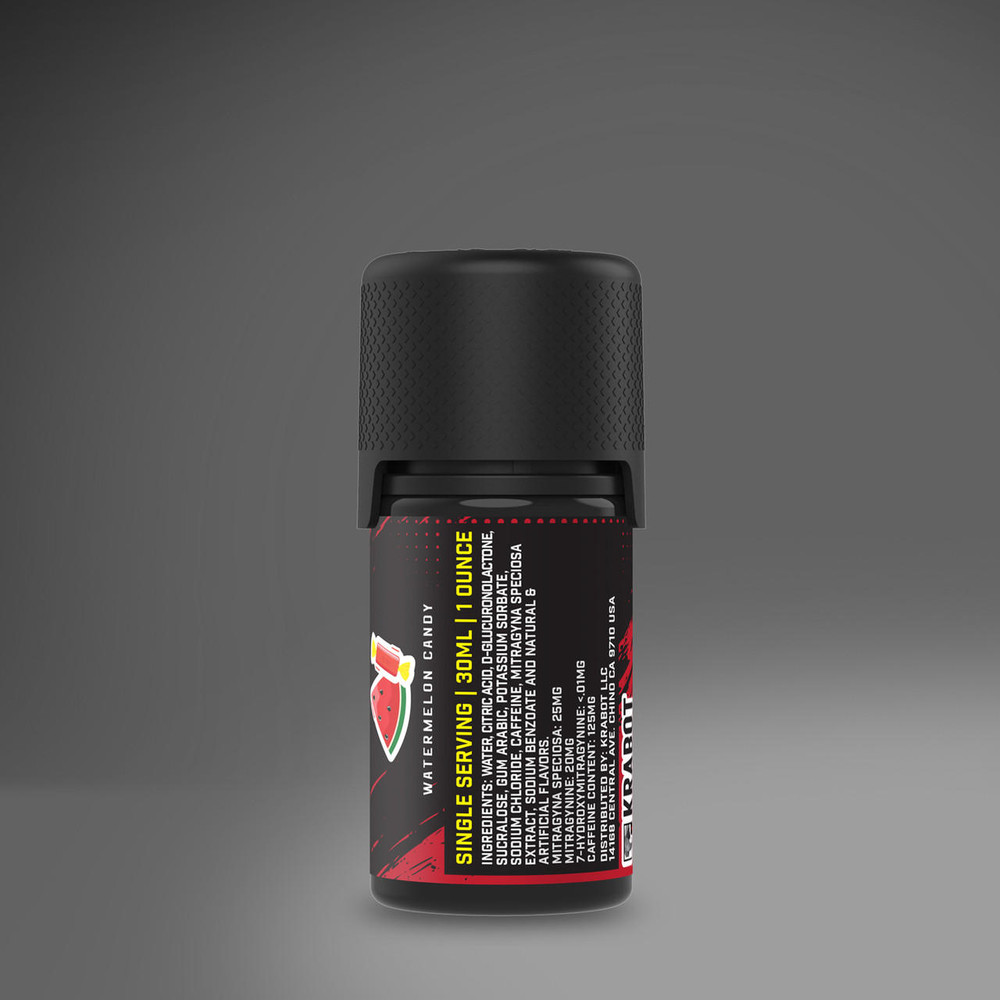 side of bottle of Krabot Alk Energy Pear Kratom Shot 35mg 30mL (var 4)