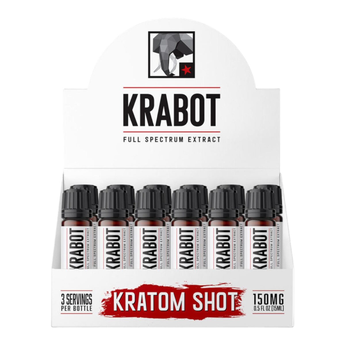display case of Krabot Original Kratom Shot 150mg 15mL