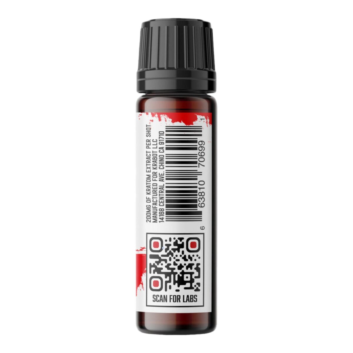 side of bottle of Krabot Bubble Gum Kratom Shot 150mg 15mL