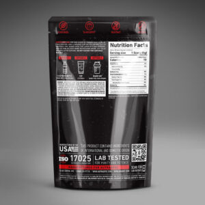 back of bag of Krabot Cherry Ice Red Maeng Da Powder 240g