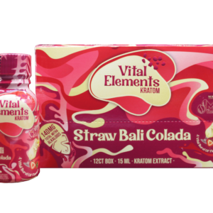 display case of Vital Elements Straw Bali Colada Shot 46mg 15mL