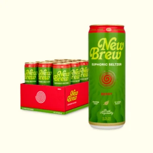 box and can of New Brew berry Euphoric Seltzer