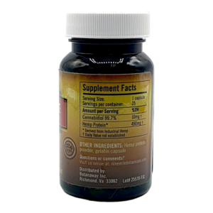 back of bottle of Nine Mile Botanicals CBD Isolate Capsules