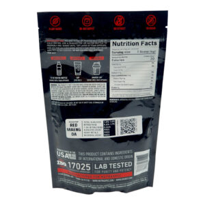 back of bag of Krabot Push Pop Red Maeng Da Powder 240g