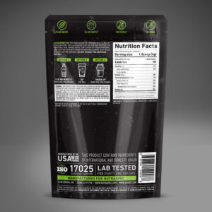 back of bag of Krabot Push Pop Green Maeng Da Powder 240g