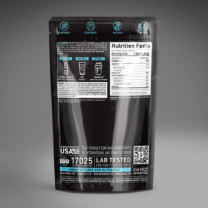 back of bag of Krabot Cherry Ice Blended Leaf Powder 240g