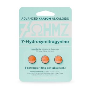 front of package of 7OHMZ Kratom Tablets (var 1)