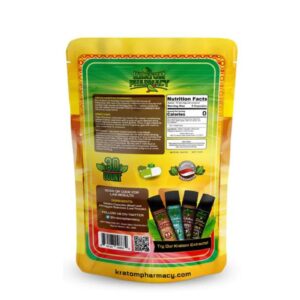back of bag of Kratom Pharmacy Train Wreck 30ct