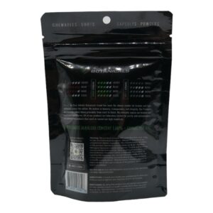 back of bag of Pure Infinity Premium Kratom Green Maeng Da - Capsules (50 Count)